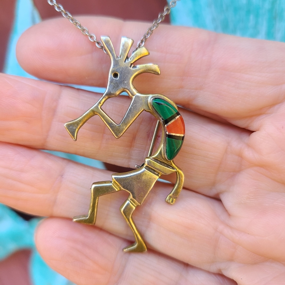 Kokopelli Sterling Navajo Pendant - Picture 4 of 7
